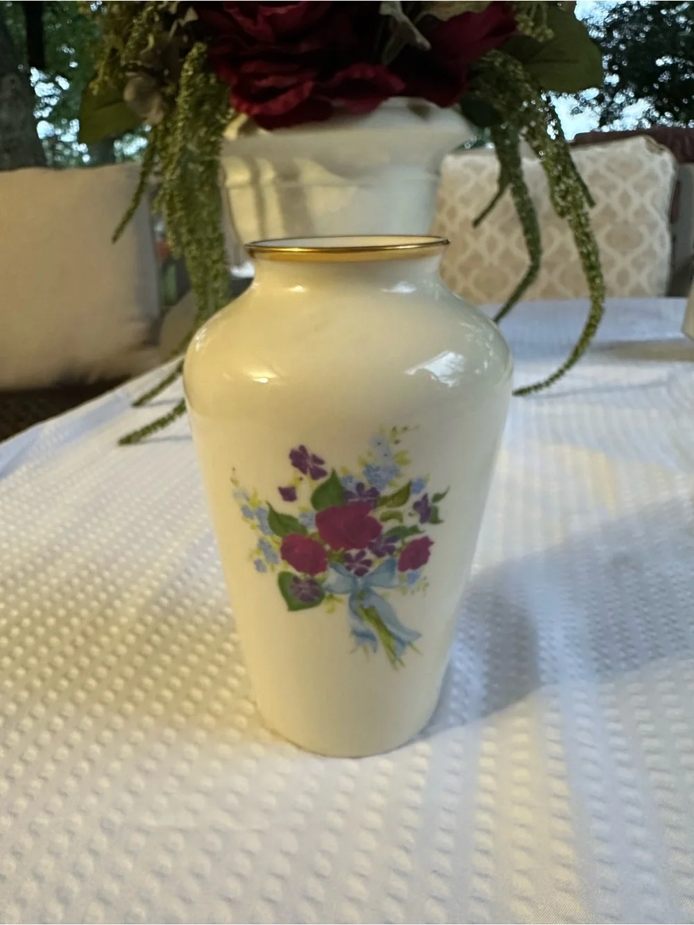 Vintage Lenox Birds of Love Vase Limited Edition Ivory Gold Trim 5 3/4”